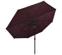 vidaXL Parasol avec mât en aluminium 3 couches rouge bordeaux 3,5 m