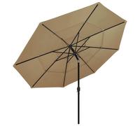 vidaXL Parasol avec mât en aluminium 3 couches Taupe 3,5 m