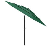 vidaXL Parasol avec mât en aluminium 3 couches vert 3 m