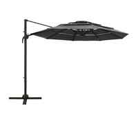 vidaXL Parasol avec mât en aluminium 4 couches anthracite 3x3 m