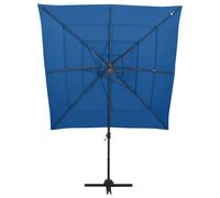 vidaXL Parasol avec mât en aluminium 4 couches bleu azur 250x250 cm