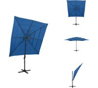 vidaXL Parasol avec mât en aluminium 4 couches bleu azur 250x250 cm - Parasols & Protection solaire