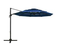 vidaXL Parasol avec mât en aluminium 4 couches bleu azur 3x3 m