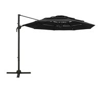 vidaXL Parasol de jardin 313834 – mât en aluminium, 4 niveaux, noir 3x3 m