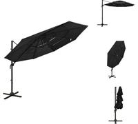 vidaXL Parasol avec mât en aluminium 4 couches noir 3x3 m - Parasols & Protection solaire