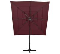 vidaXL Parasol avec mât en aluminium 4 couches rouge bordeaux 250x250 cm