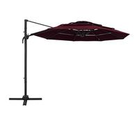 vidaXL Parasol de jardin à 4 niveaux mât en aluminium Rouge bordeaux 3x3 m