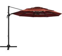 vidaXL Parasol avec mât en aluminium 4 couches rouge terracotta 3x3 m