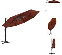 vidaXL Parasol avec mât en aluminium 4 couches rouge terracotta 3x3 m - Parasols & Protection solaire