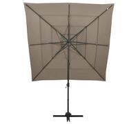 vidaXL Parasol avec mât en aluminium 4 couches Taupe 250x250 cm