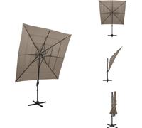 vidaXL Parasol avec mât en aluminium 4 couches Taupe 250x250 cm - Parasols & Protection solaire