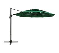 vidaXL Parasol avec mât en aluminium 4 couches vert 3x3 m