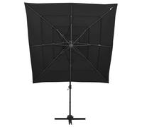 vidaXL Parasol avec mât en aluminium 4 plis noir 250x250 cm
