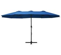 vidaXL Parasol avec mât en aluminium 460x270 cm bleu