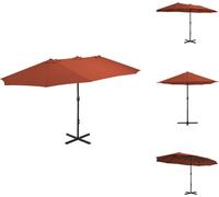 vidaXL Parasol avec mât en aluminium 460x270 cm Terracotta-Rouge - Parasols & Protection solaire