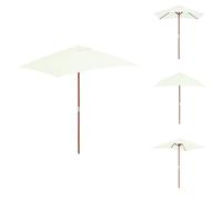 vidaXL Parasol avec mât en bois 150 x 200 cm Sable - Parasols & ombrelles