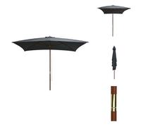 vidaXL Parasol avec mât en bois 200×300 cm Anthracite - Parasols & Protection solaire