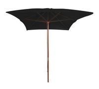 vidaXL Parasol avec mât en bois 200x300 cm noir