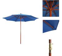 vidaXL Parasol avec mât en bois 300 x 258 cm Bleu - Parasols & ombrelles