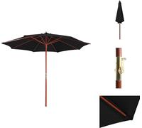 vidaXL Parasol avec mât en bois 300 x 258 cm Noir - Parasols & ombrelles