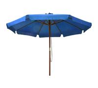 vidaXL Parasol 330 cm avec mât en bois bleu azur