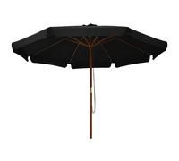 vidaXL Parasol avec mât en bois 330 cm noir