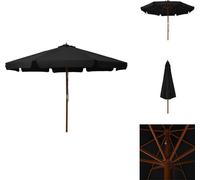 vidaXL Parasol avec mât en bois 330 cm Noir - Parasols & ombrelles