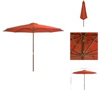 vidaXL Parasol avec mât en bois 350 cm Terracota - Parasols & ombrelles