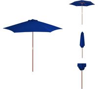 vidaXL Parasol avec mât en bois bleu 270 cm - Parasols et protections solaires