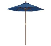 vidaXL Parasol avec mât en bois bleu azur 196x231 cm