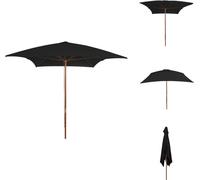 vidaXL Parasol avec mât en bois Noir 200x300 cm - Parasols & ombrelles