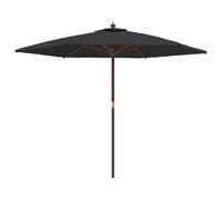 vidaXL Parasol avec mât en bois noir 299x240 cm