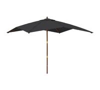 vidaXL Parasol de Jardin avec mât en Bois Noir 300x300x273 cm, Parasol, Parasol d'extérieur, Parasol de Patio, Parapluie, Parasol de terrasse