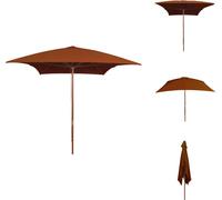 vidaXL Parasol avec mât en bois Terrakotta-Rouge 200x300 cm - Parasols & ombrelles