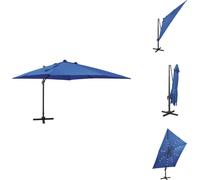 vidaXL Parasol avec mât et LED Bleu Azur 300 cm - Parasols & Protection solaire