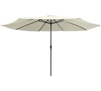 vidaXL Parasol avec mât métallique 390 cm blanc sable