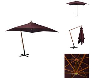 vidaXL Parasol avec mât rouge bordeaux 3x3 m bois de sapin massif - Parasols & Protection solaire