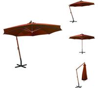 vidaXL Parasol avec mât Terracotta-Rouge 3,5x2,9 m Sapin massif - Parasols & ombrelles