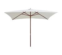 vidaXL Parasol 200x300 cm Mât en bois blanc crème