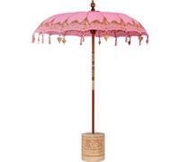 vidaXL Parasol balinais avec socle rose 185 x 185 x 260 cm