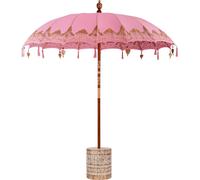 vidaXL Parasol balinais avec socle Rose 215 x 215 x 260 cm