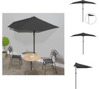 vidaXL Parasol de balcon avec mât en aluminium anthracite, 270x144 cm, forme demi-lune - Parasols et protections solaires