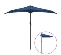 Vidaxl Parasol De Balcon Avec Mât En Aluminium Bleu 270x135x245cm Demi Bleu