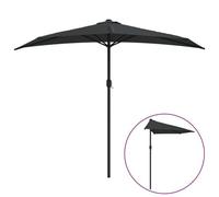 Vidaxl Parasol De Balcon Avec Mât En Aluminium Noir 270x135x245cm Demi Noir