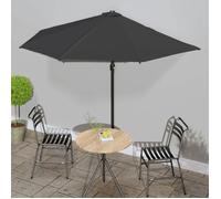 vidaXL Parasol de balcon avec mât en aluminium Noir 300x155x223cm Demi 312504