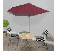 vidaXL Parasol de balcon mât en aluminium Bordeaux 270x144x222 cm demi-circulaire