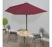 Parasol balcon Mât en aluminium rouge bordeaux 300x155x223cm semi-circulaire