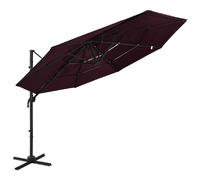 vidaXL Parasol de jardin 4 niveaux mât aluminium - Rouge bordeaux