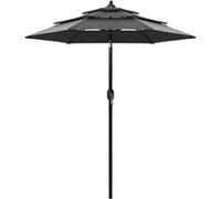 vidaXL Parasol avec mât en aluminium 3 couches Anthracite 2 m