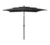 vidaXL Parasol de Jardin à 3 niveaux avec Mât en Aluminium, Pare-soleil de Patio, Abri de Soleil, Parasol de Plage Terrasse, 313842 Noir G